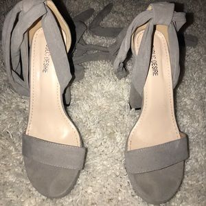 Women’s Gray Lace Up Faux Suede Heels